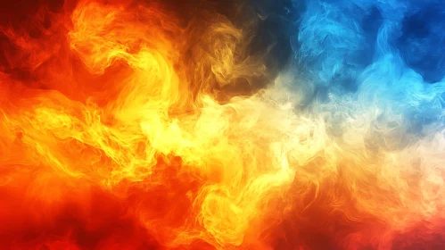 Energetic Fire and Calming Water Fusion in Abstract Art