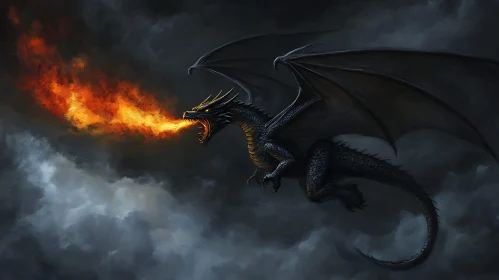 Fantasy Art of Fire-Breathing Dragon