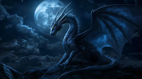 Lunar Dragon: A Night Fantasy Scene