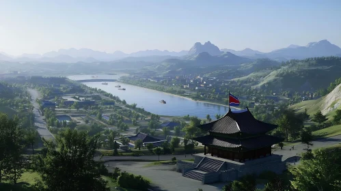 Scenic River View with Mountain Backdrop