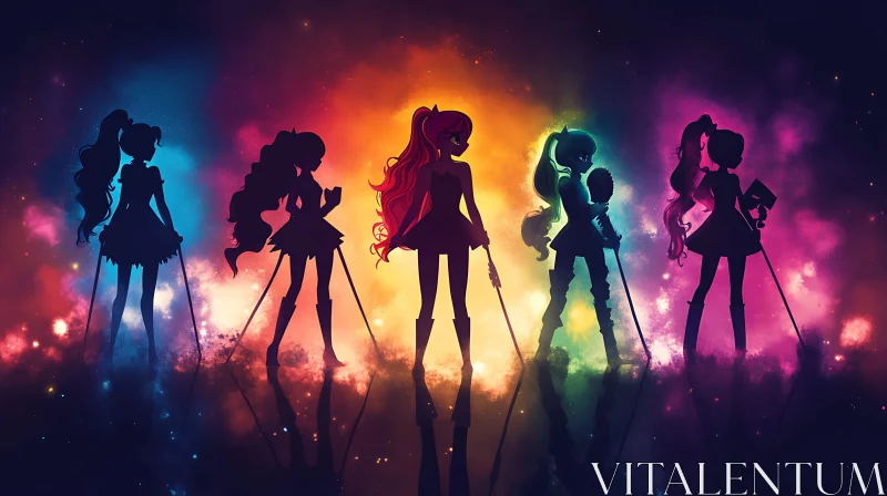 AI ART Nebula Silhouettes: Fantasy Girls