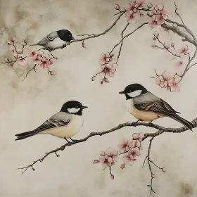 Three Birds on a Flowering Branch