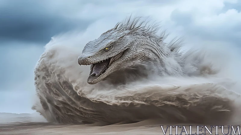 Sandstorm Dragon: Fantasy Art AI Image