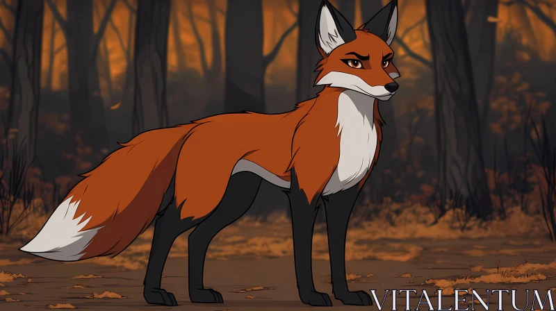 Stylized Animated Fox Among Trees AI Image