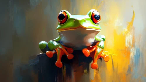 Vivid Frog in Surreal Art