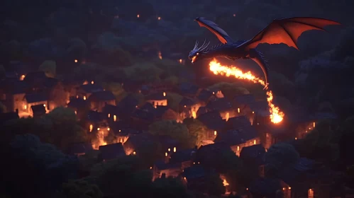 Dragon over Burning Village