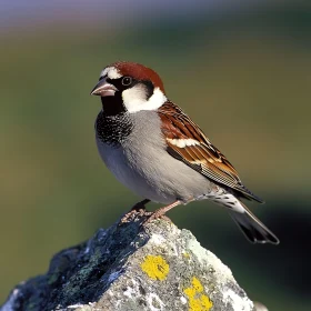 Sparrow Portrait on a Rock