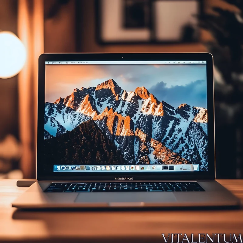 Mountain View on Laptop Screen AI Image