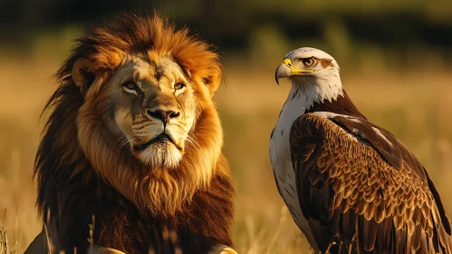 Wildlife Majesty: Lion and Eagle