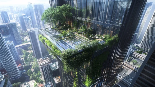 Skyscraper with Lush Rooftop Terrace Garden