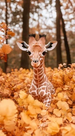 Autumn Scene with Giraffe