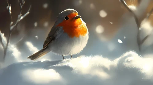 Orange-Breasted Bird in Winter