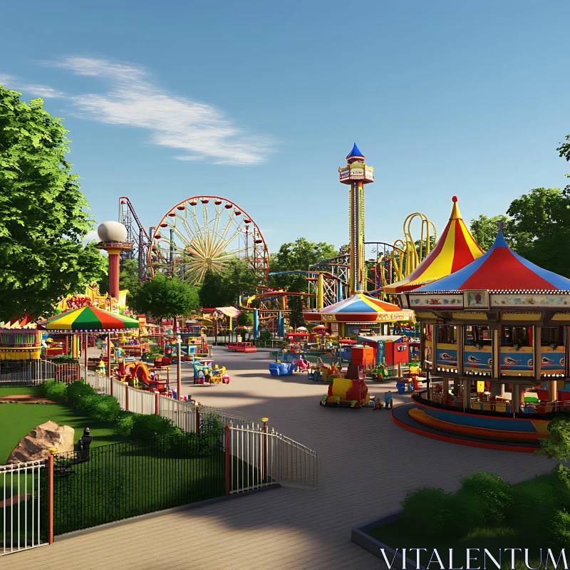 AI ART Colorful Amusement Park Scene