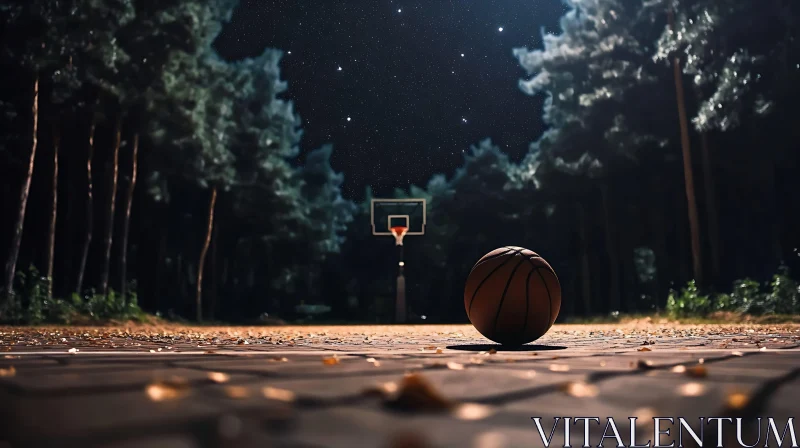 Basketball Court at Night AI Image