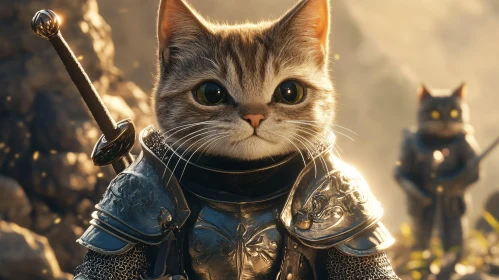 Armored Cat Warrior with Sword