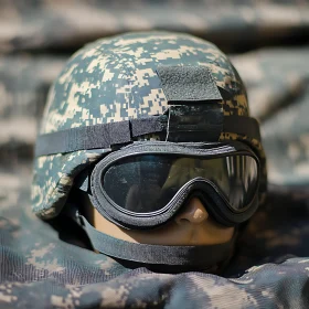 Camouflage Helmet with Goggles