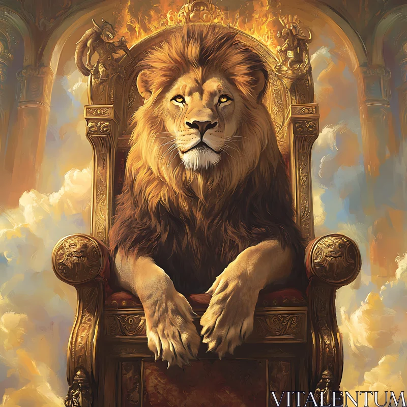 AI ART Lion on Throne Art