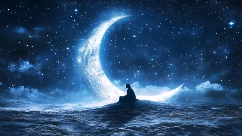 Lunar Solitude: A Night Scene