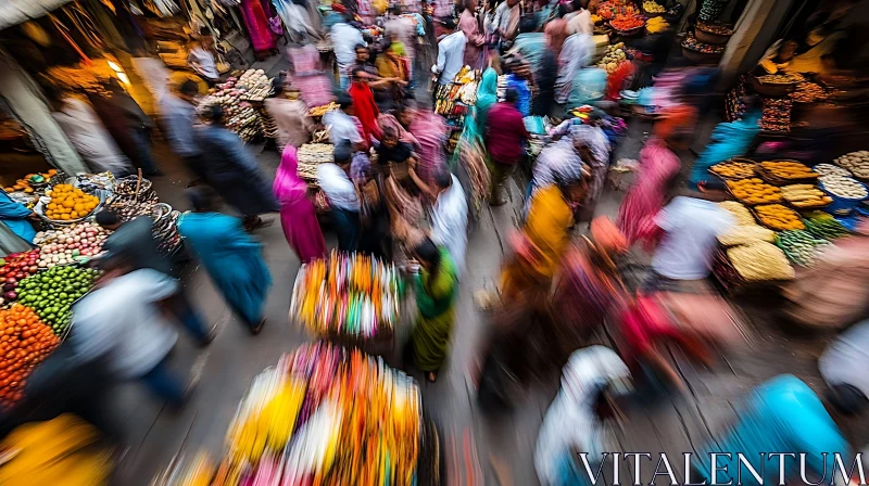 Colorful Crowd at a Busy Market AI Image