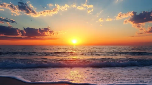 Peaceful Ocean Sunset with Gentle Waves