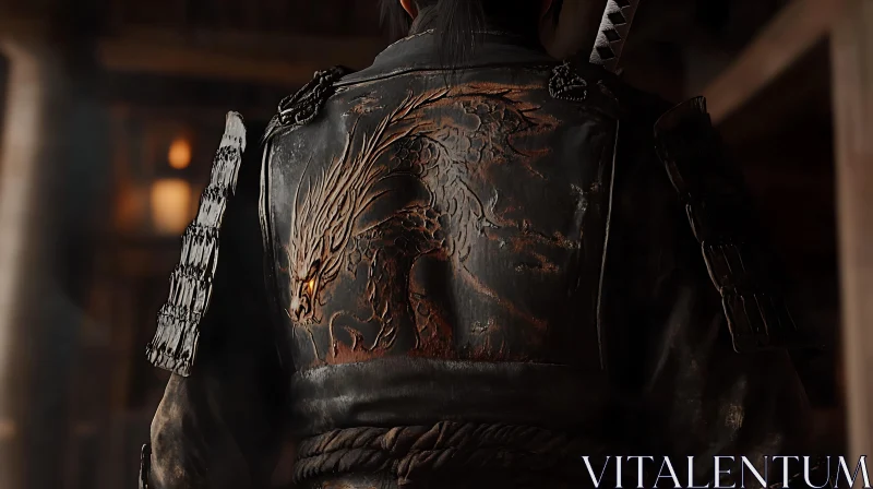 AI ART Dragon Armor Warrior Back View