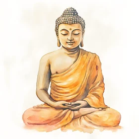 Meditative Buddha in Watercolor