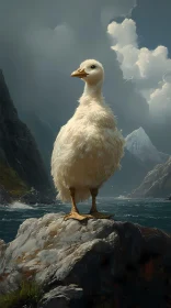 Duck in Majestic Mountain Landscape