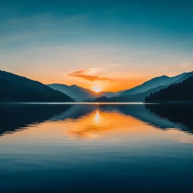 Sunset Over Mountain Lake