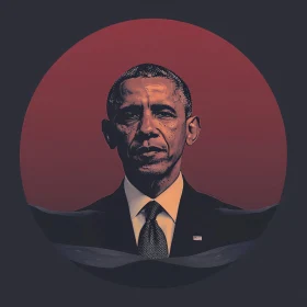 Barack Obama in Suit Against Red Background