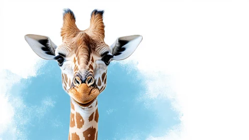 Curious Giraffe on Blue