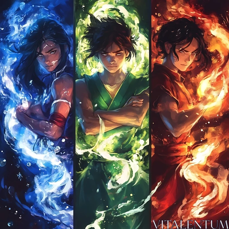 AI ART Anime Avatar: Water, Earth, and Fire