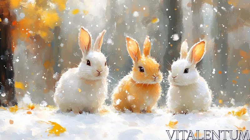 Furry Friends in Winter Wonderland AI Image