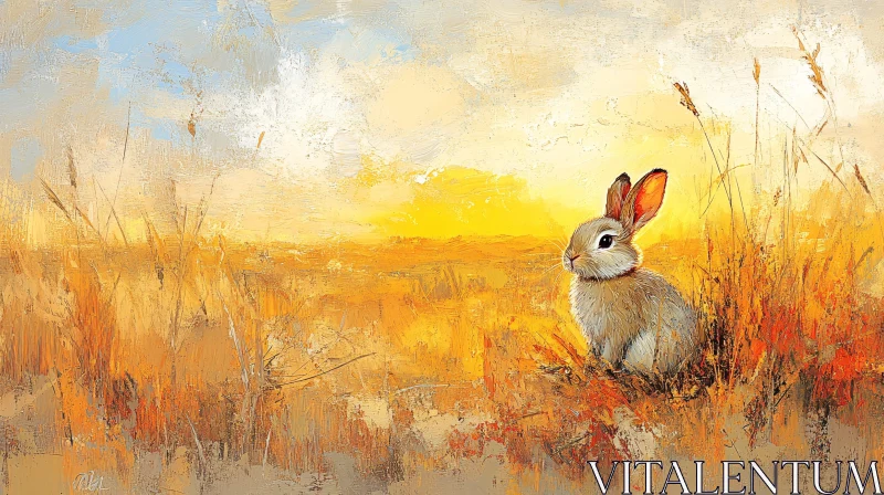 Golden Hour Rabbit Painting AI Image