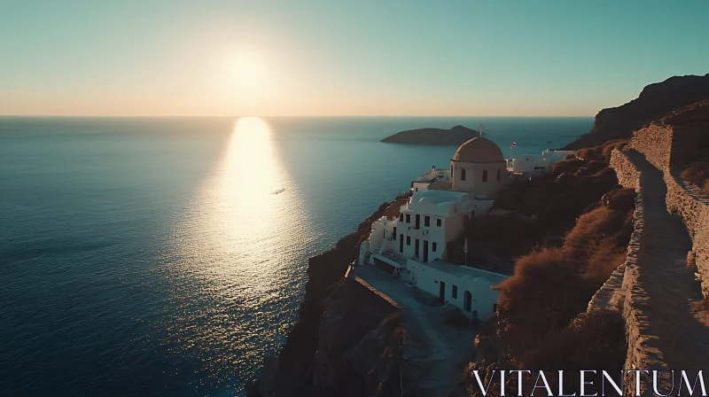 Aegean Sunset in Santorini, Greece AI Image