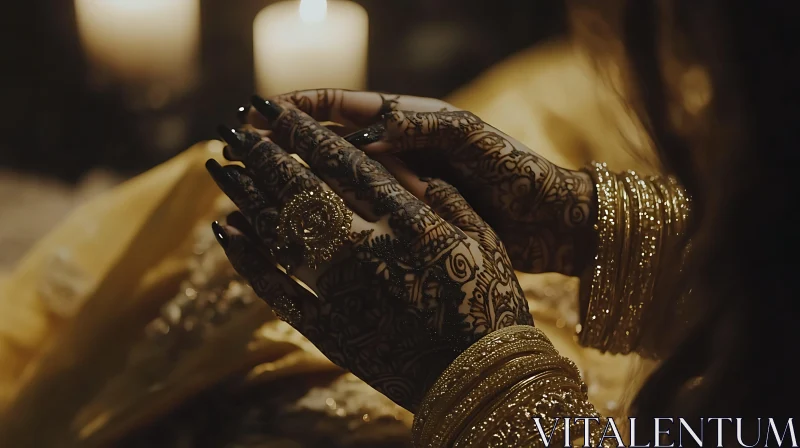 Golden Hands: Mehndi and Jewelry AI Image