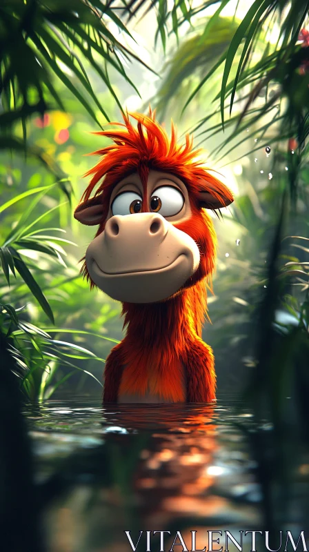 Friendly Jungle Monkey Illustration AI Image