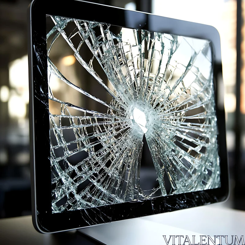 Shattered Glass on a Computer Screen AI Image