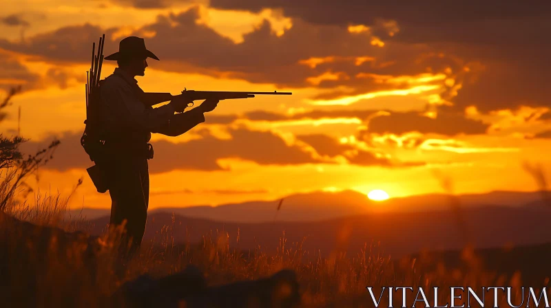 Man with Rifle in Golden Light AI Image