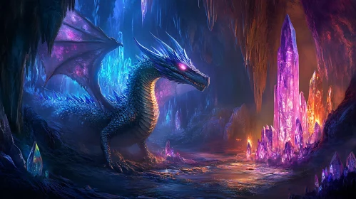 Mystical Dragon Lair with Glowing Crystals