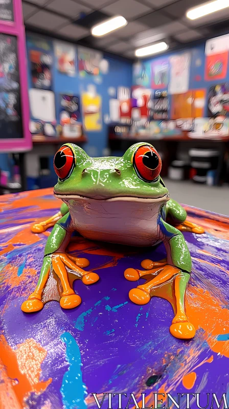 Vivid Frog Art Display AI Image