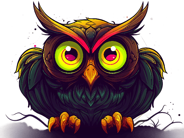 Colorful Owl Art for Apparel POD Design