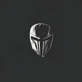 Stylized Helmet on Black Canvas