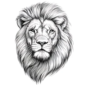 Monochrome Lion Drawing