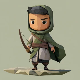 Cartoon Archer with Bow and Arrow