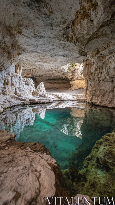 AI ART Natural Cave with Reflective Waters