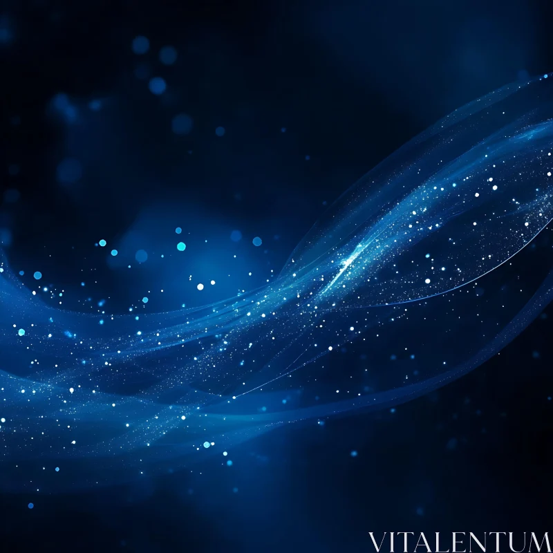 AI ART Celestial Light Streams in Deep Blue Hues