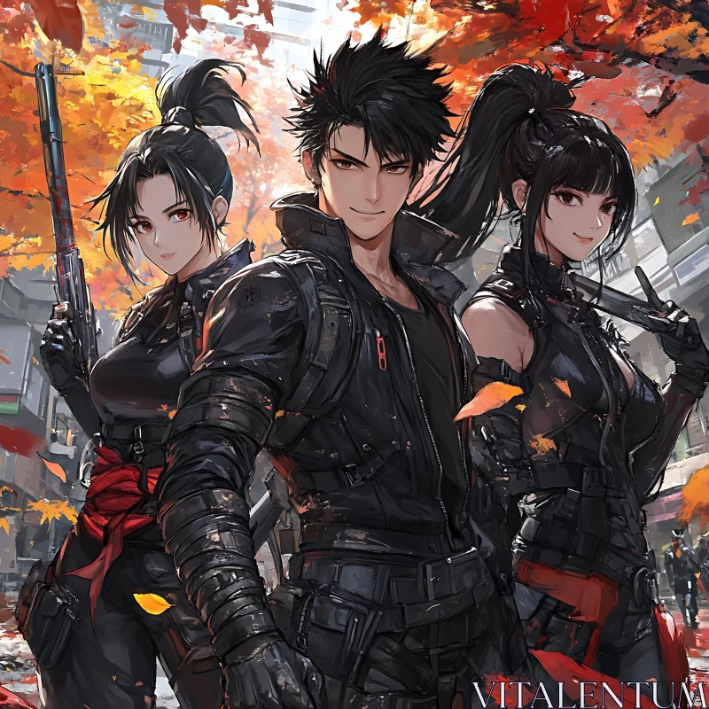 AI ART Tactical Anime Squad in Autumn