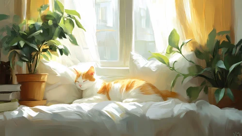 Serene Cat in Warm Sunbeam