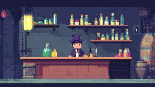 Pixel Wizard Brewing Potions