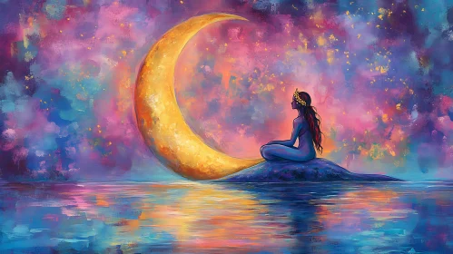 Moon Goddess Contemplation Art